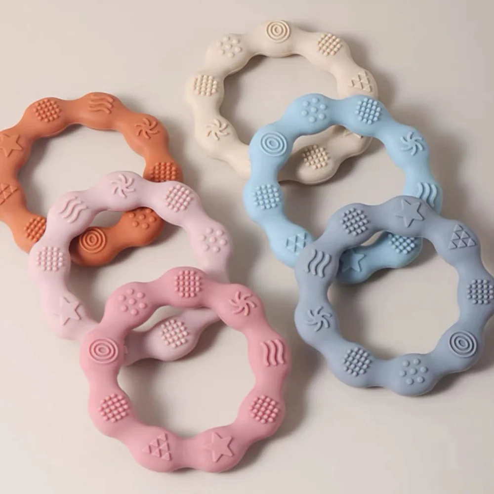 2023 New Customization Baby Training Toothbrush Food Grade Natural Silicone Rattle Baby Teething Chew Toys for Playful Entert