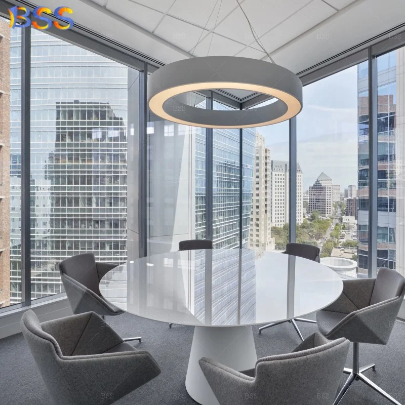 Modern Design Office Custom Size 48 Inch Circle 5 Chairs Solid Surface White Small Round Boardroom Desk