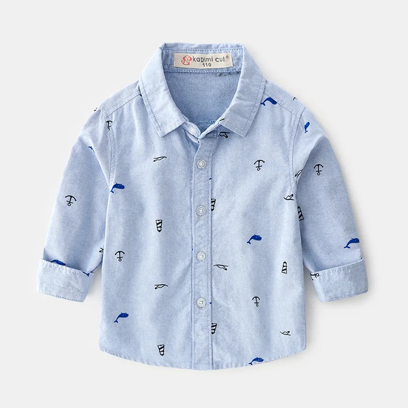 
2019 Autumn New Korean Kids Clothes Simple Abstract Boy Boutique Printed Cartoon Long-sleeve Shirt 