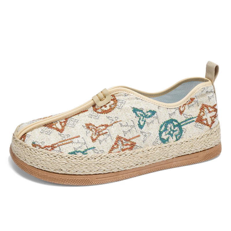 Sewing Flax Shoes Slip on Loafers Casual Shoes Man Espadrilles Hemp Canvas Flat Shoes Plus Size Fisherman Driving Footwear