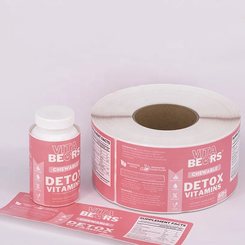 custom printing healthy pharmaceutical product spot uv bottle sticker , roll matte nutritional supplement labels