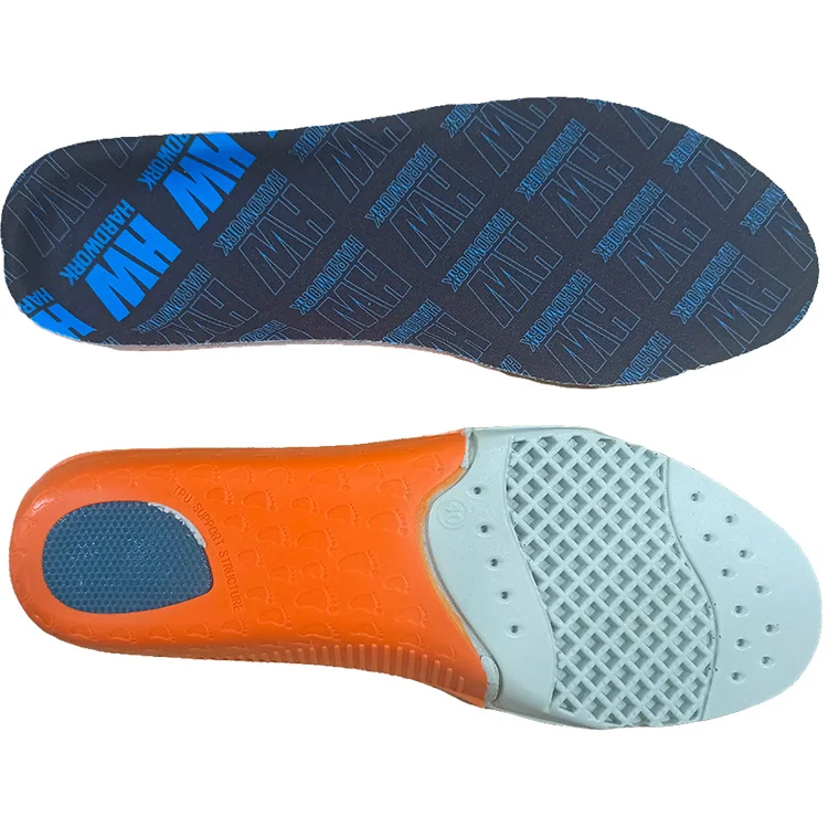 High Quality PU Sports Insoles Shock Absorption Heel Protection Plantar Fasciitis Relief For Men and Women Shoes Insole