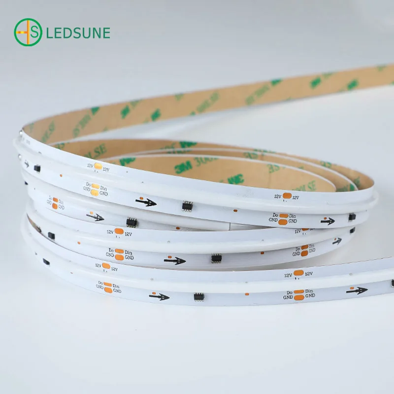Programmable FW1903S DC12V FCOB 10mm 12mm Width LED Pixel Tape Multicolor 576LEDs Addressable RGB COB LED Strip