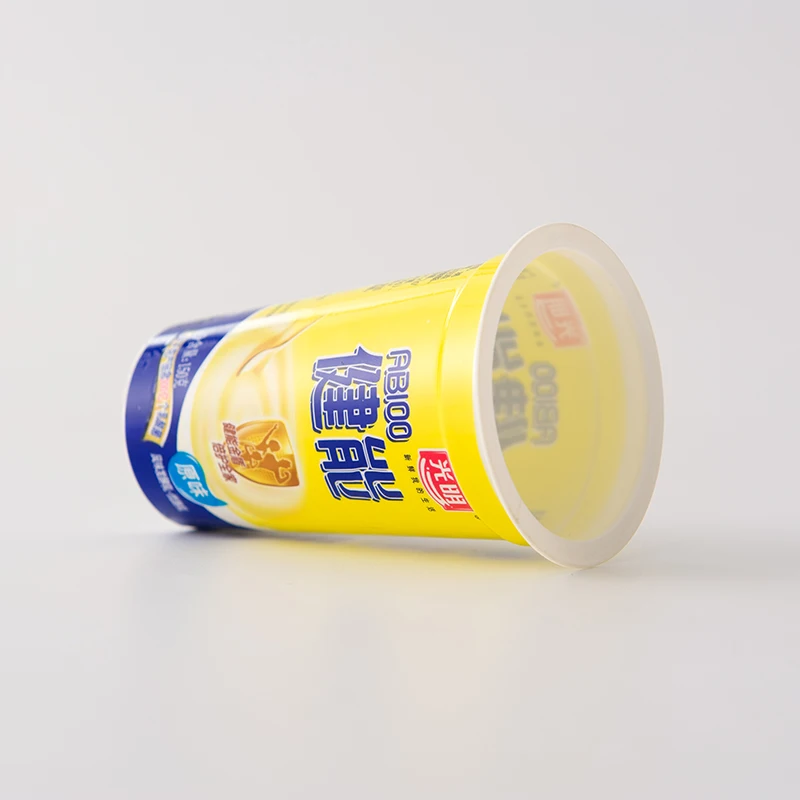 Luckytime disposable pp frozen yogurt hard plastic cup container with customized design with lids and spoon shrink labelled