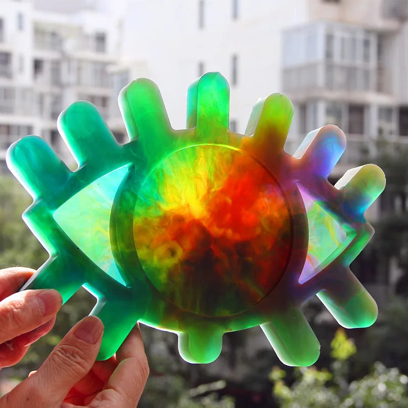 W026 блестящая силиконовая форма для макияжа глаз из смолы, фоторамка, украшение для дома, лоток для хранения, форма из эпоксидной смолы