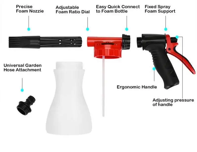 2022 Garden Hose Lance Water Gun 0.9L Capacity Lightweight Garden Water Nozzle Spray Widely Used Plastic Snow Foam Lance