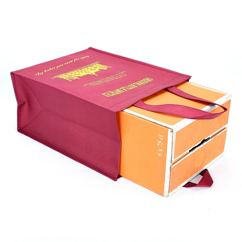 
customized printing gift promotional PP Nonwoven shopping tote carry bags for wine or beer 
