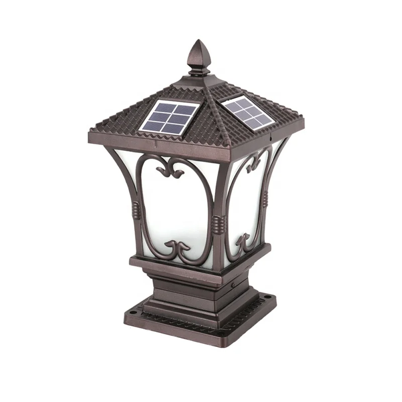 
4w black aluminum body material Fence post lights gate home waterproof solar pillar lamp 