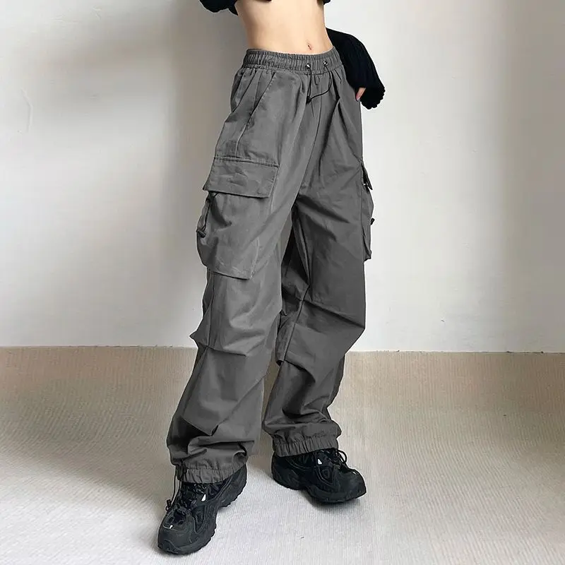 Harajuku Oversized Cargo Parachute Pants Women Streetwear Vintage Y2k Hip Hop Wide Leg Joggers Baggy Sweatpants Techwear