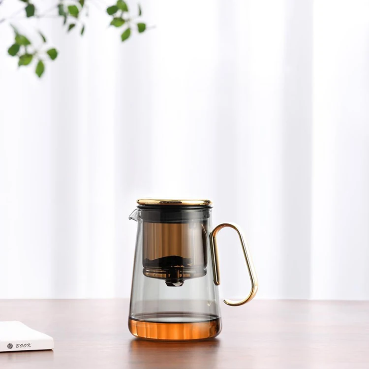 Hot Sale Custom Healthy Drink 700ml Chinese Heat Resistant Glass Kettle Magnetic Rotating Tea Pot Set With Handle Filter