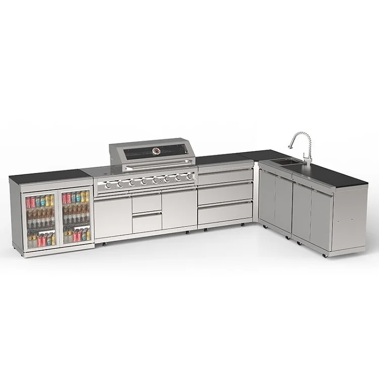 Well Designed Outdoor Kitchen Portable Cabinet Barbecue Grill BBQ Gas Grill