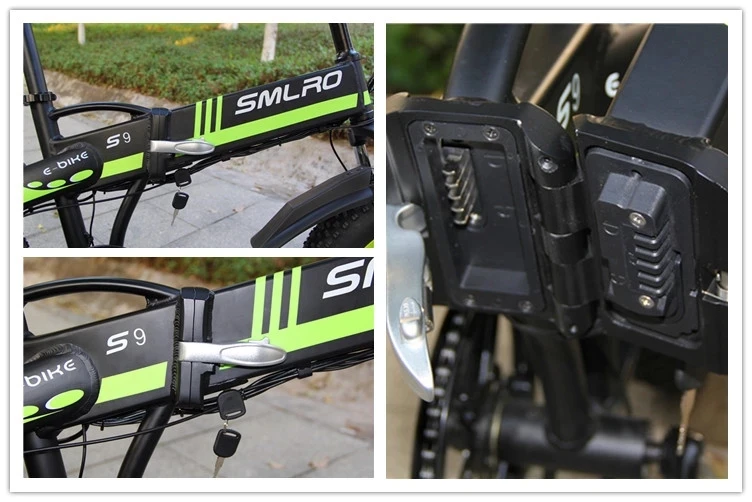 Portable Electric Folding Bike SMLRO S9 20*4.0 Fat Tire Bicycle 500W 1000W Motor 10AH electric adult fat tire bike