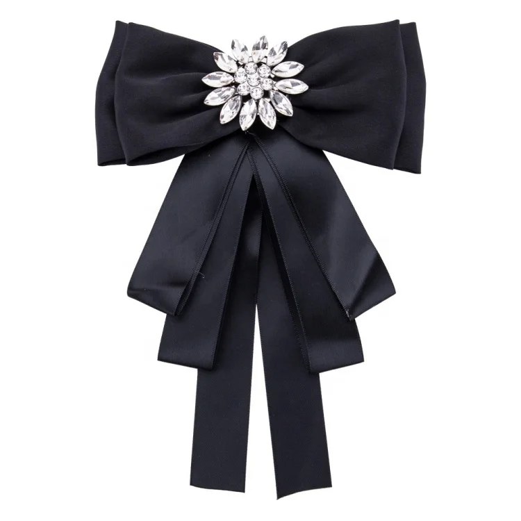 
Solid Color Silk Ribbon Bowknot Brooches for Girls Alloy Brooch Pins 