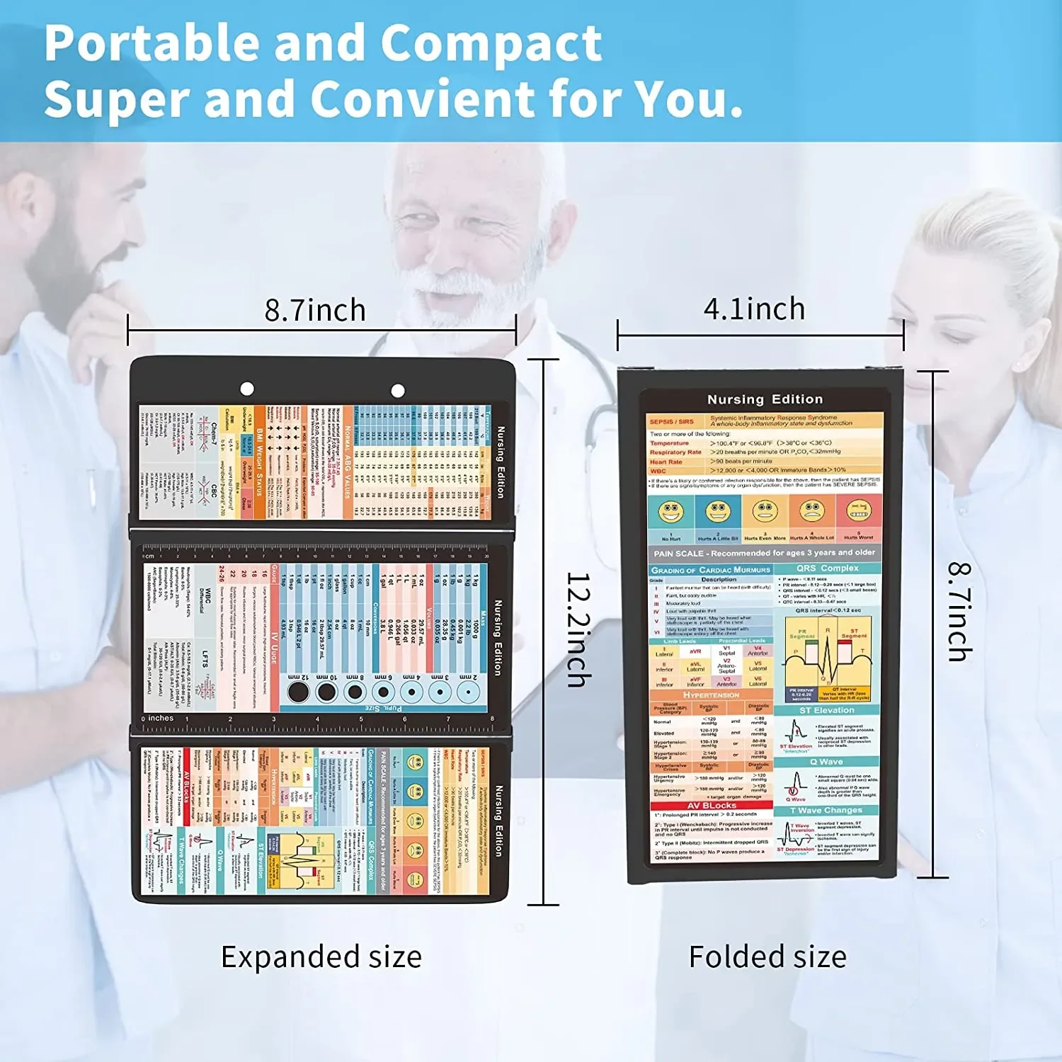 Nursing Clipboard Foldable Nursing Edition Cheat Sheets 3 Layers Aluminum Nurse Clipboard Pen Clip Pocket Clipboard