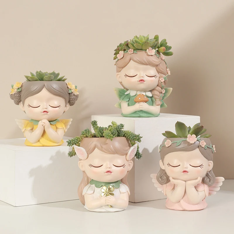 Roogo Cute Elf Succulent Small Planter Creative Home Decoration Succulent Planter