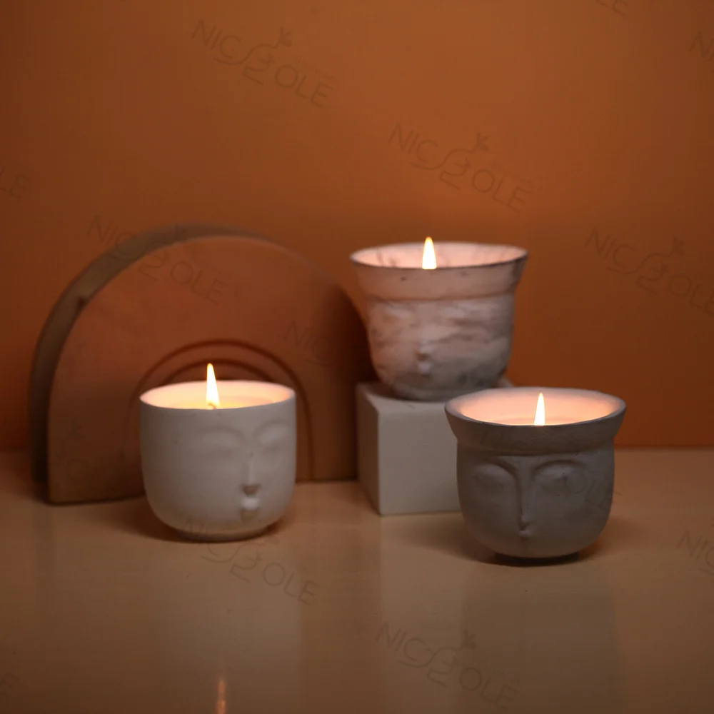 Nicole Handmade Face Head Flower Pot Resin Molds Concrete Cement Candle Jar Vessel Container Silicone Moulds
