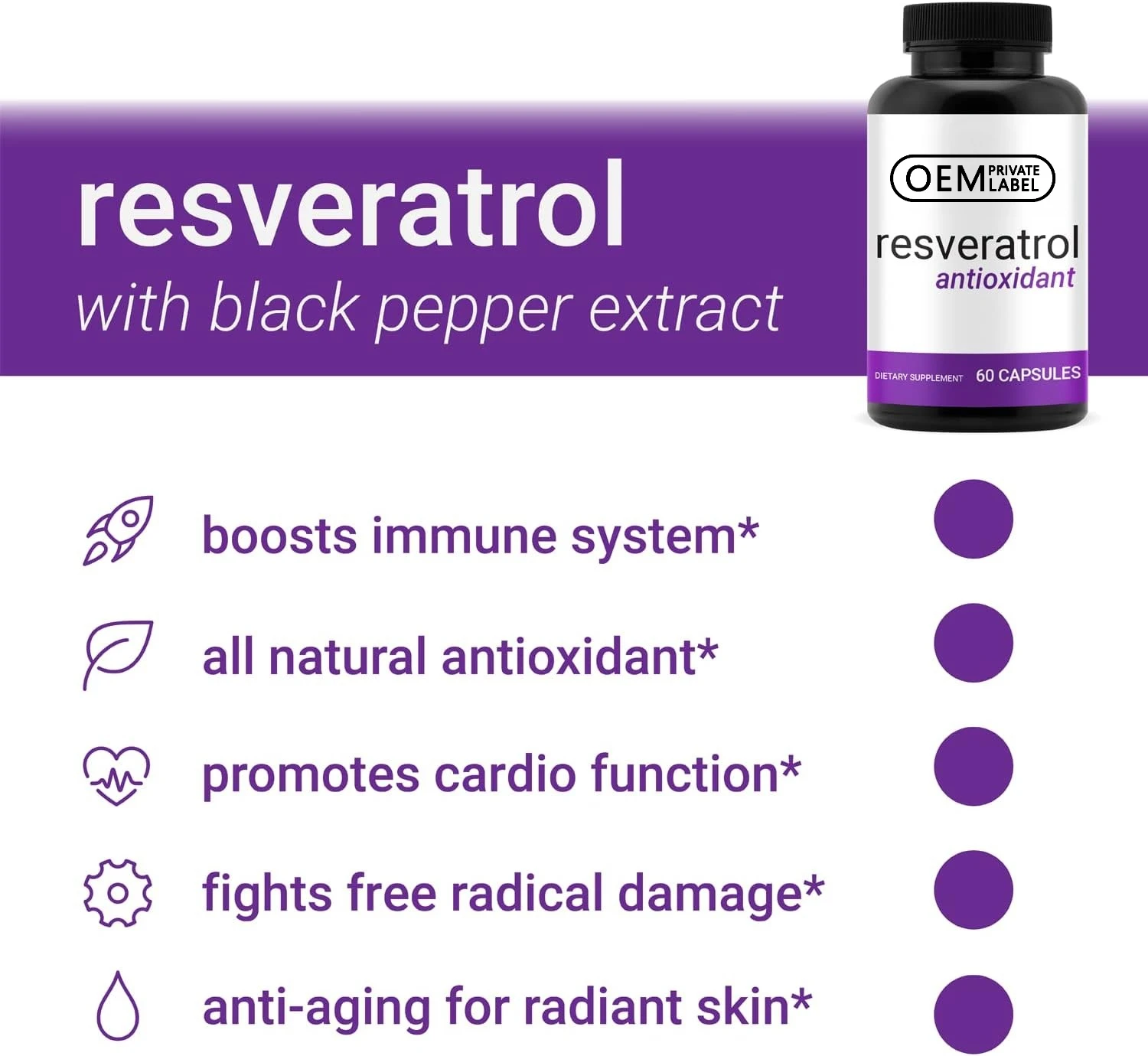 Healthcare Supplement Manufacturer Polygonum Cuspidatum Trans Resveratrol Supplement Resveratrol 98% Capsules