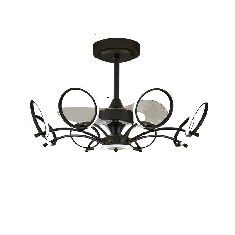  Light luxury living room ceiling fan lamp Nordic dining bedroom variable frequency chandelier with