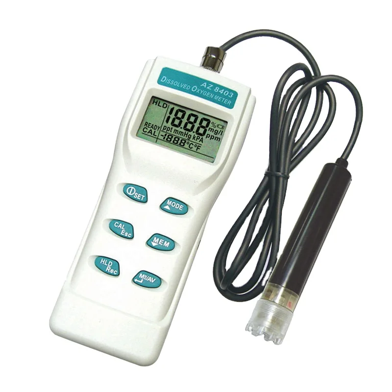 AZ8403 Portable Digital Fish Pond Water Quality Tester Meter Dissolved Oxygen Analyzer DO Meter With Memory