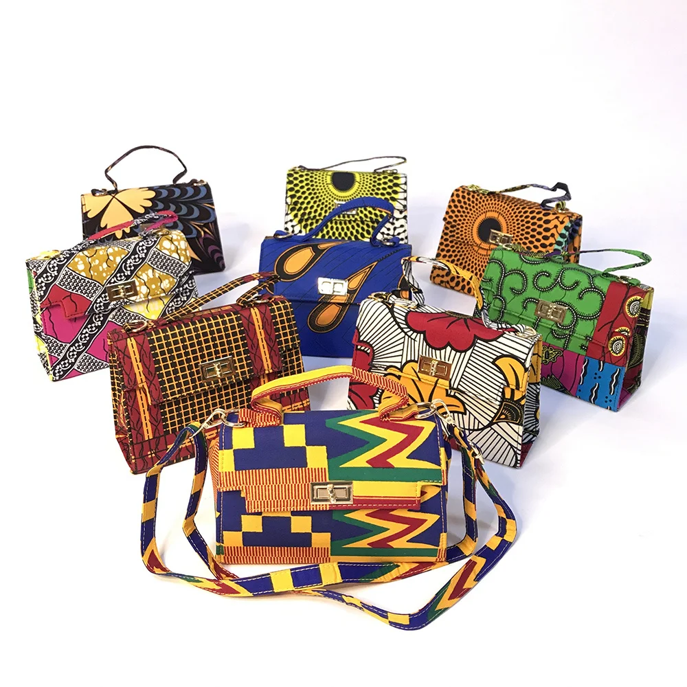 2021 Fashion Fabric Wax Print Handbag Crossbody Shoulder Purse Hand Bags Women