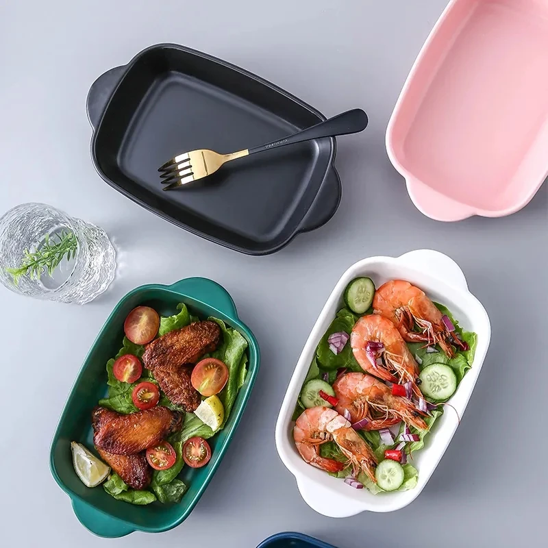 Недорогая Бытовая Посуда для выпечки разных цветов кухонная керамическая квадратная посуда