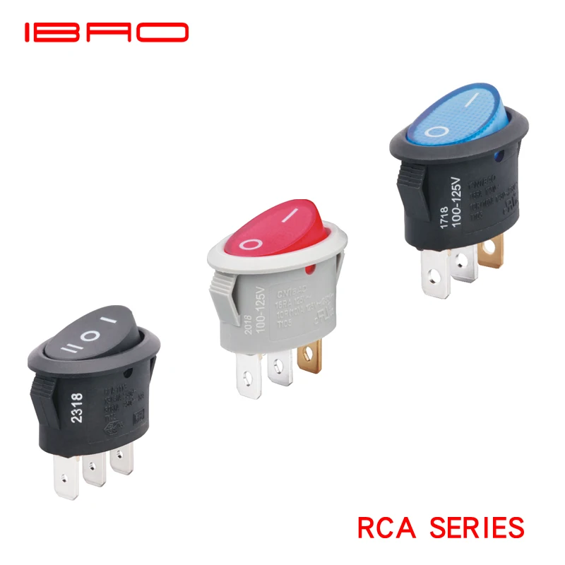 IBAO Factory Price Rocker Switch Oval Waterproof Electrical Switch T125 for Office Equipment