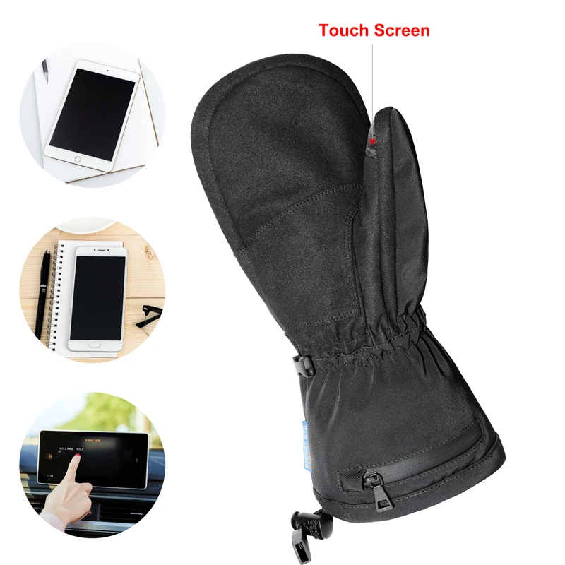 7.4V Electric Rechargeable Battery Powered Ski Full Finger Gloves Heated Mitten for Snowboarding