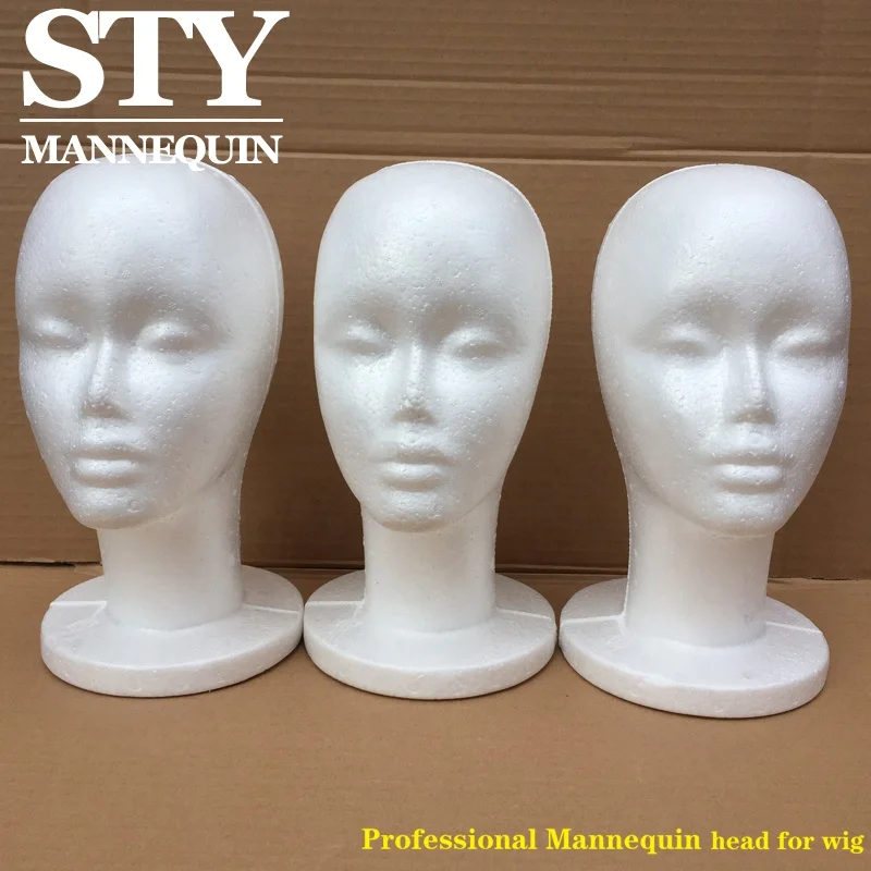 Foam FemaleTraining Mannequin Head styrofoam head Wigs Glasses Cap Display
