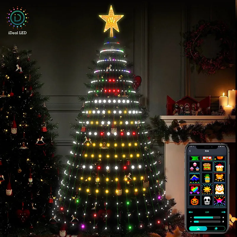 App Music Sync Waterproof Indoor Outdoor Smart Christmas Tree Lights with Remote