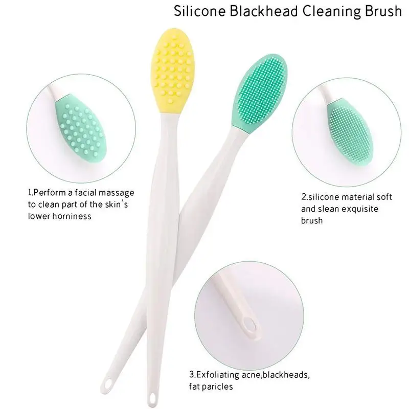 2021OEM Soft Double-Sided Silicone Lip Scrub Massager Exfoliating Nose Clean Blackhead Removal Facial Cleansing