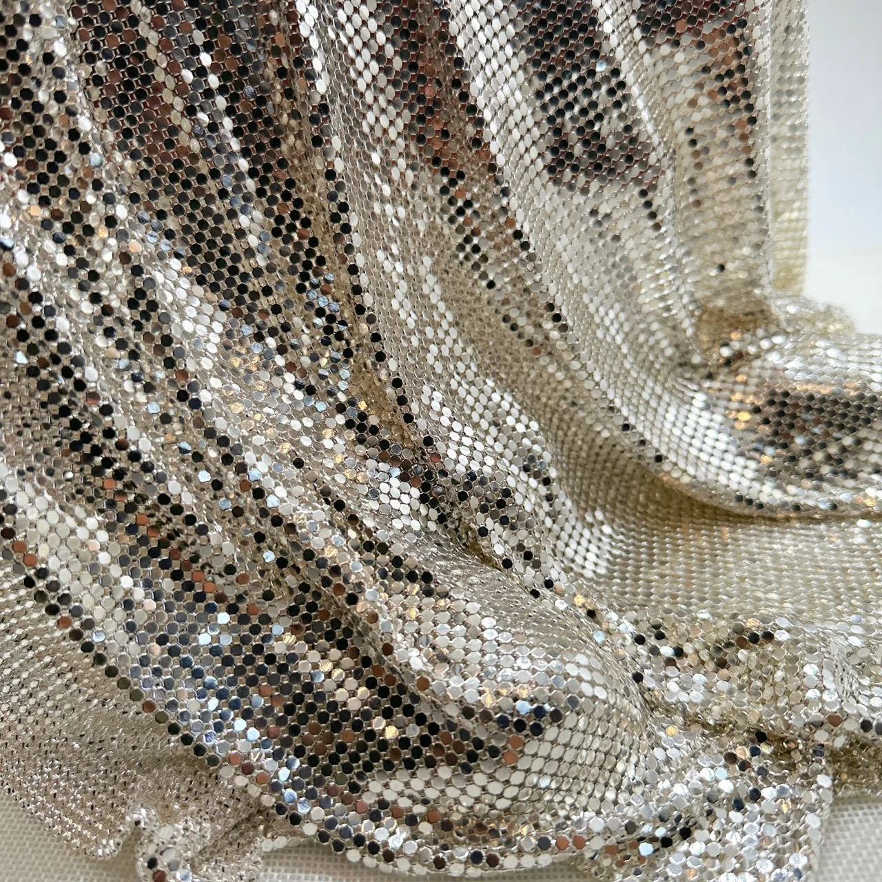 Classic Aluminum Metal Mesh Fabric - Metallic Chainmail Sequin Fabric For Dresses, Skirts and Accessories
