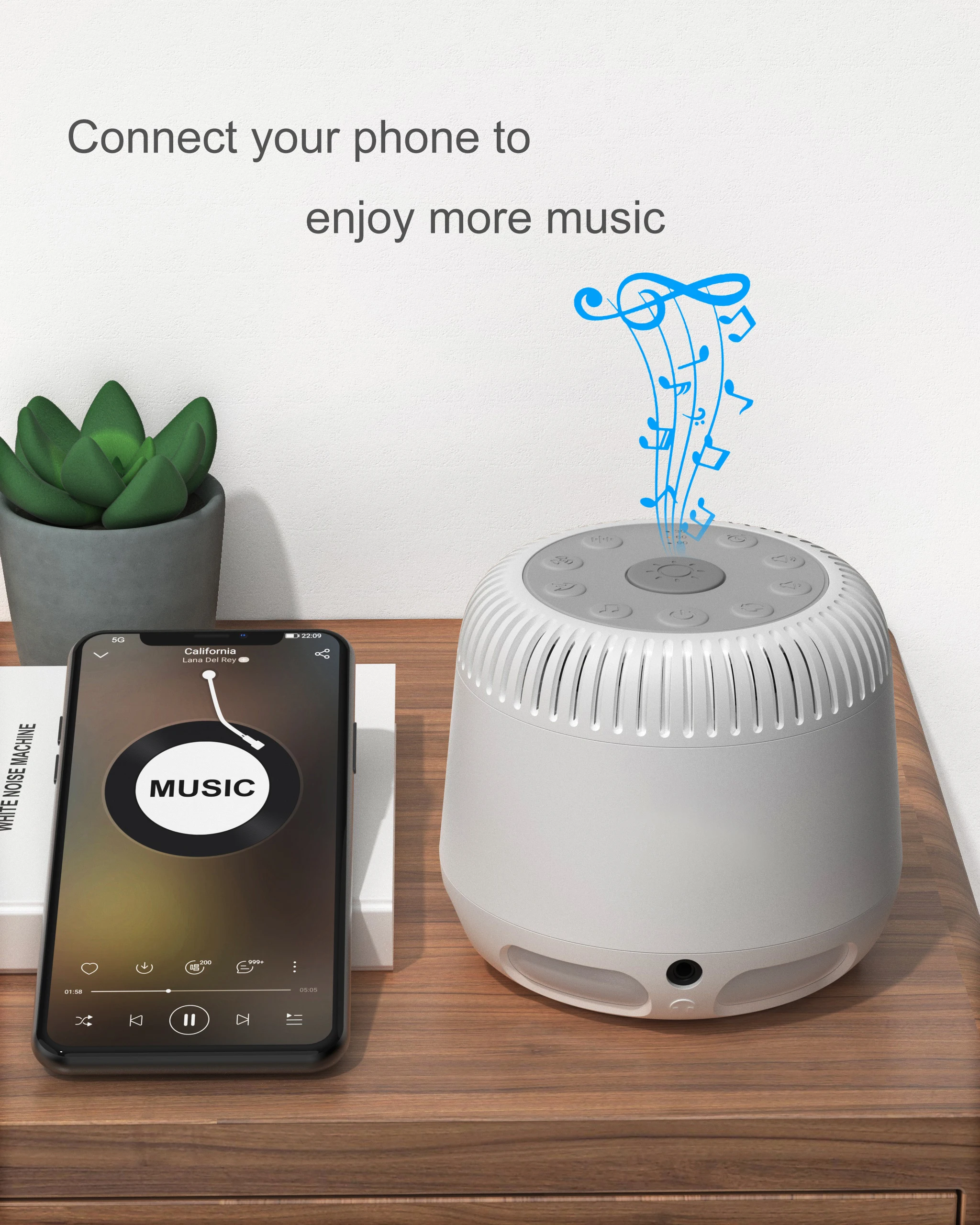 Household portable adult baby white noise sleep machine 24 sounds white noise machine with 10 RGB night light breathing light