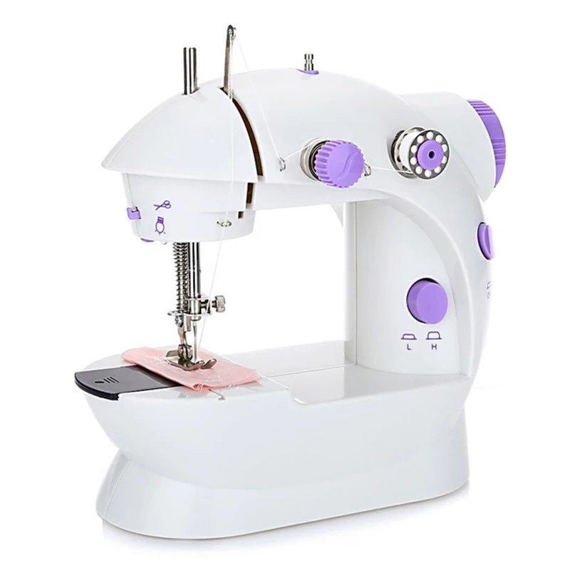 202 Portable Mini Sewing Machine with Light  Foot Pedal Electric Battery Straight Line Hand Table Two Thread