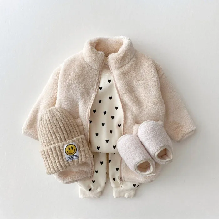 Spring Autumn Baby Lovely Girls Two-piece Clothes Casual Set Girls Pure Cotton Heart Print Long Sleeve Baby Suits