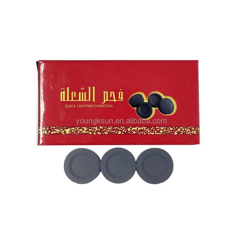 YKS Wholesale 33mm Round Quick Ignition Hookah Charcoal Al Faker Shisha Coal tablets