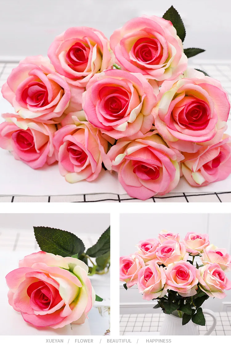 Hot sale Wedding decoration artificial flowers wholesale rose bouquet artificial flowers
