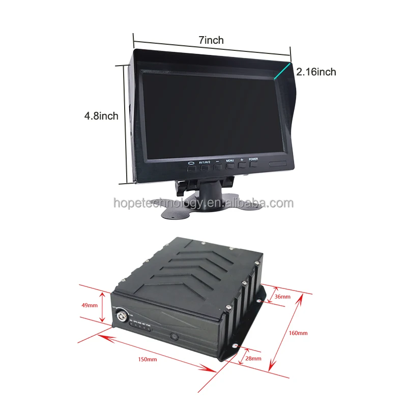 Fleet Management Vehicle Surveillance Mobile Hard Drive SD Card 4G GPS CMSV6 MDVR