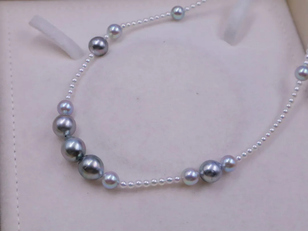 Non adjustable length 43cm strong light with slight flaws seawater Baroque necklace 9-10mm Tahitian Akoya pearl necklace