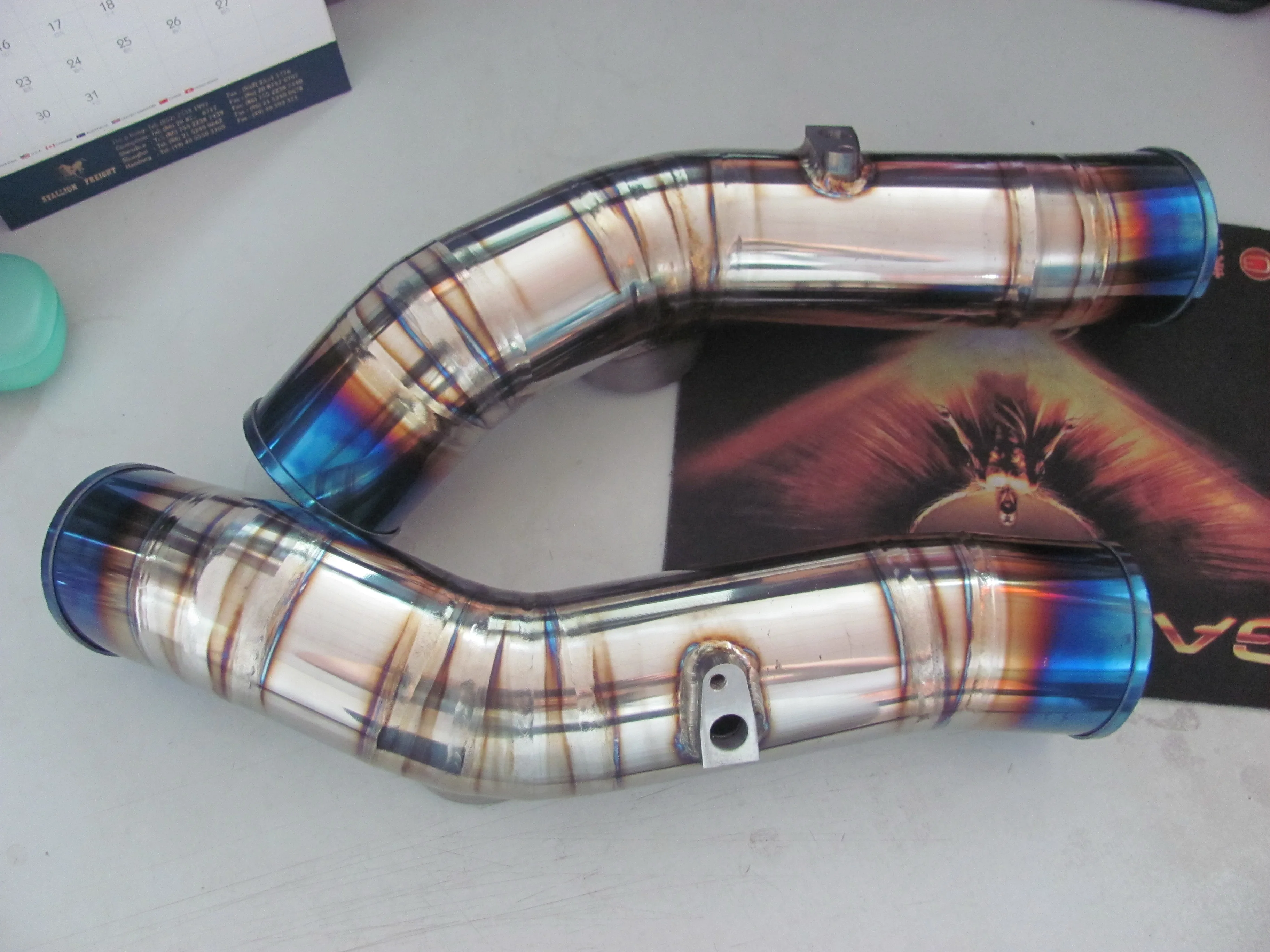 Car titanium exhaust intake pipe for auto GTR R35