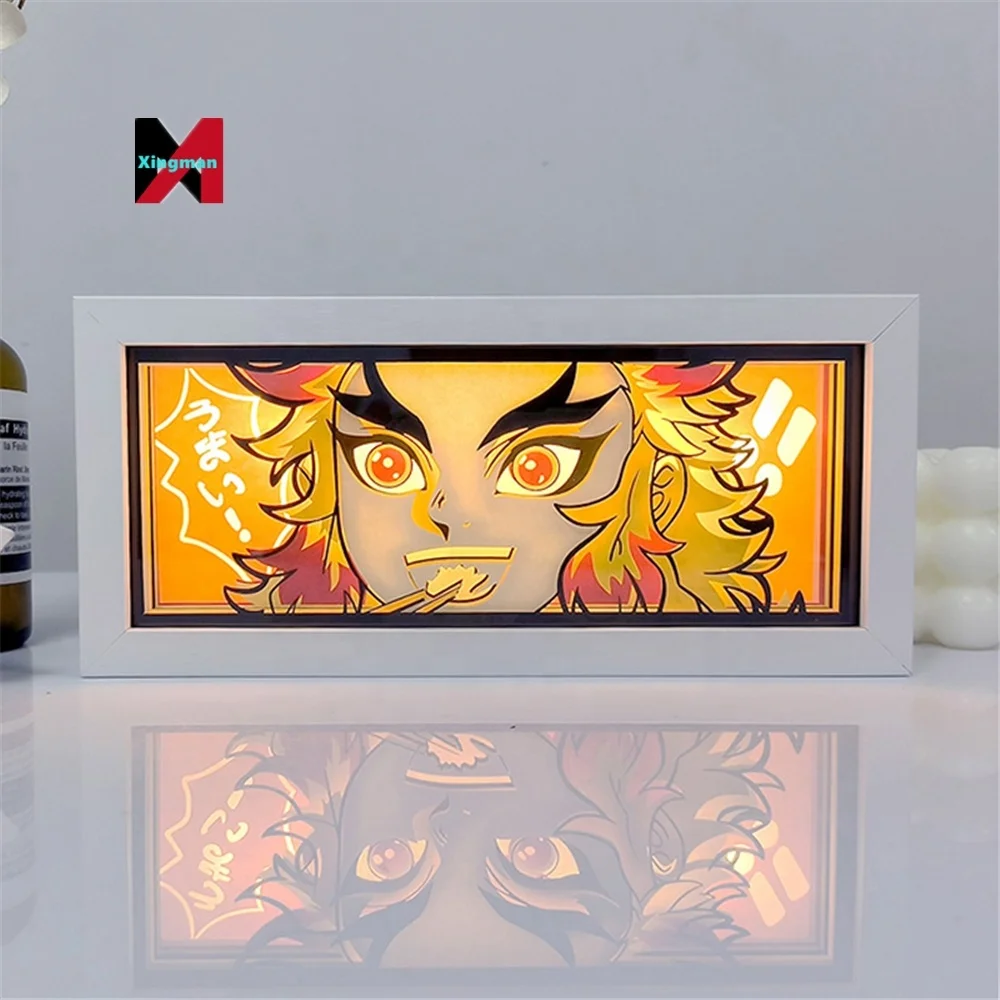 Demoned A Slayer Atmosphere Room Bedroom Night Remote Control Colorful Shadow Neon Paper Cut LED Art 3D Painting Anime Light Box