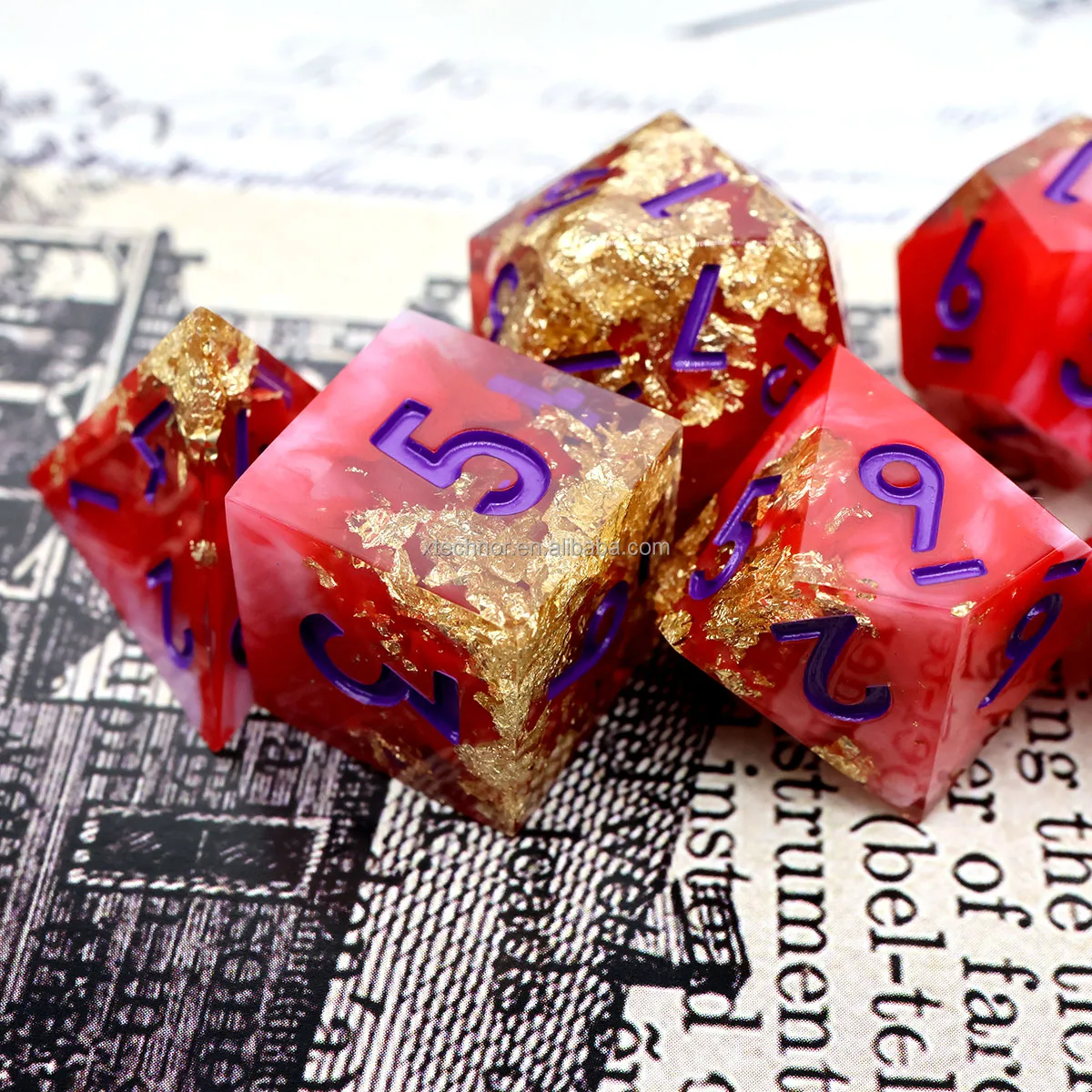 Набор кубов с острыми кромками 7 шт. полимерные Кубки DND настольные RPG D20 D12 D10 D % D8 D6 D4 настольная игра-Феникс перо