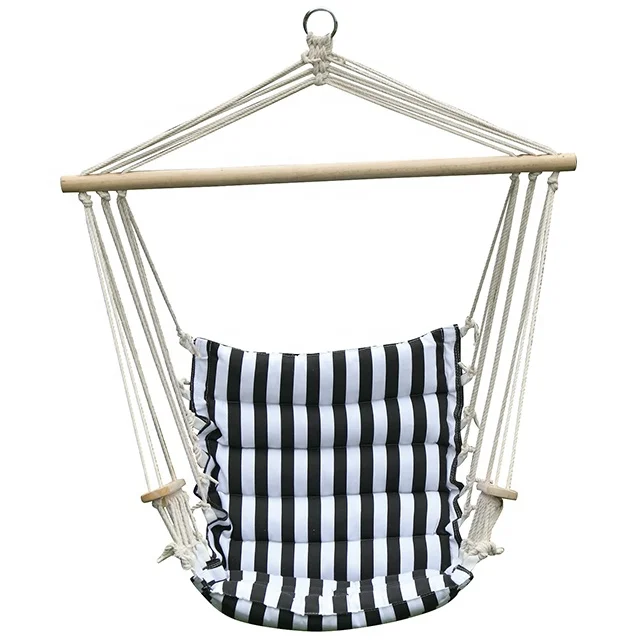 
Outdoor Indoor Patio Garden Hammock Polyester Cotton Wooden Hanging Swing Chair 