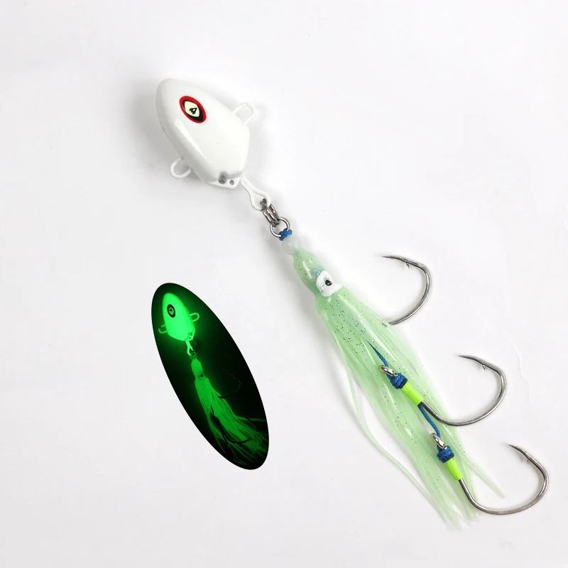 Jetshark Metal Slow Jig Head Luminous Fishing Jigging Bait Slider Octopus Assist Hook Rigs Squid Skirt Saltwater Jigging Lure