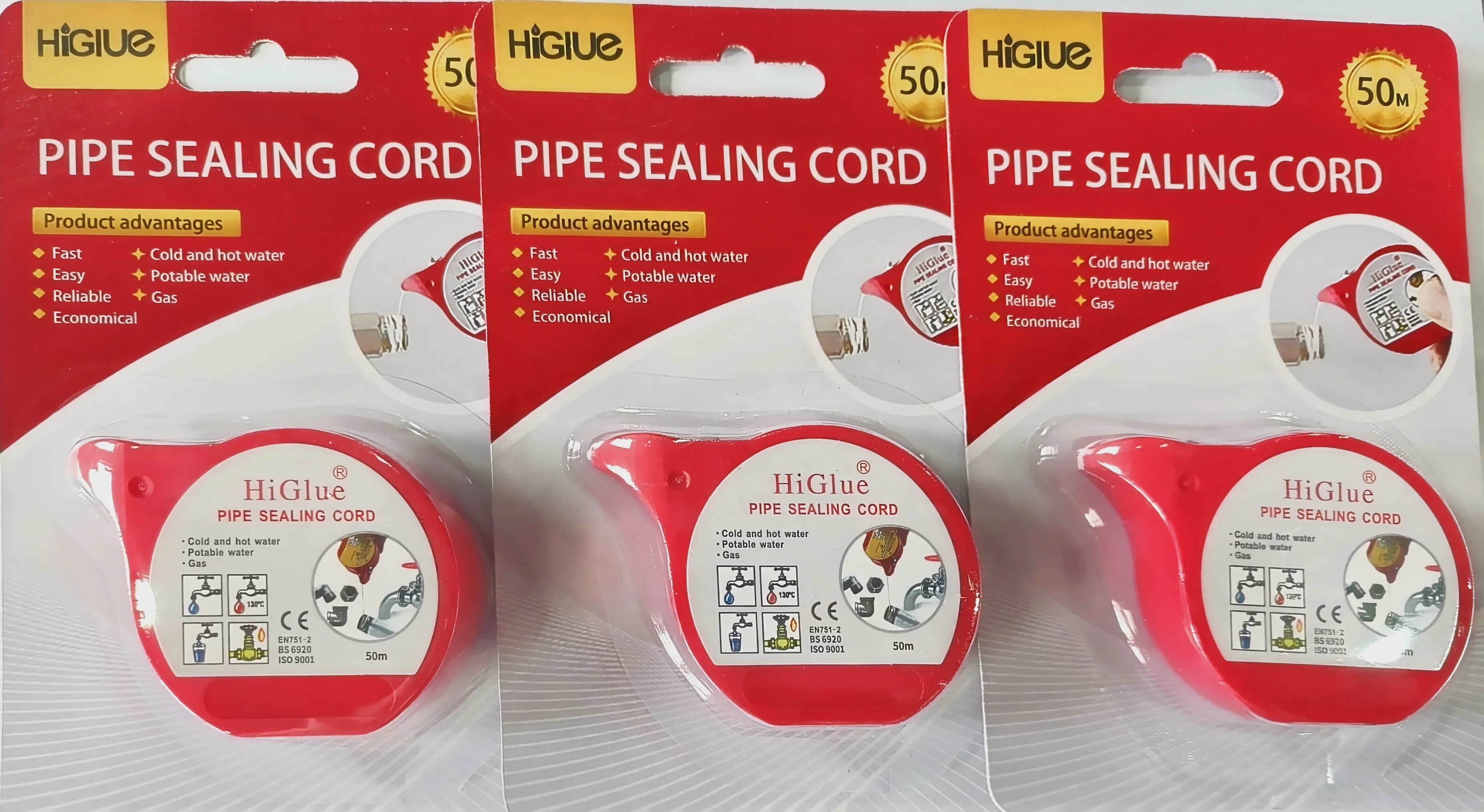 OEM available pipe thread sealing cord 50m 160m White coated cord  For potable water Gas Pipeline WRAS Approved