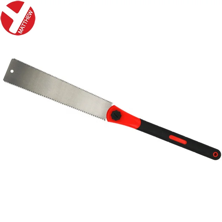 Three Sides Teeth Blade Woodworking Pull Hand Saw FIXED BLADE 0.4 with Plastic Anti-skid Handle Steel Box OEM Wood White 65mn