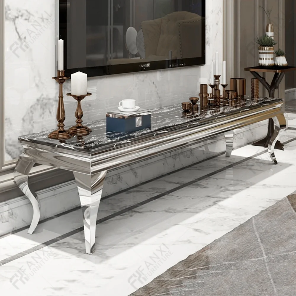 TV Stands Living Room Furniture Gold Stainless Steel Table Marble  Tv Stand Modern Luxury Tv Cabinet Made in China