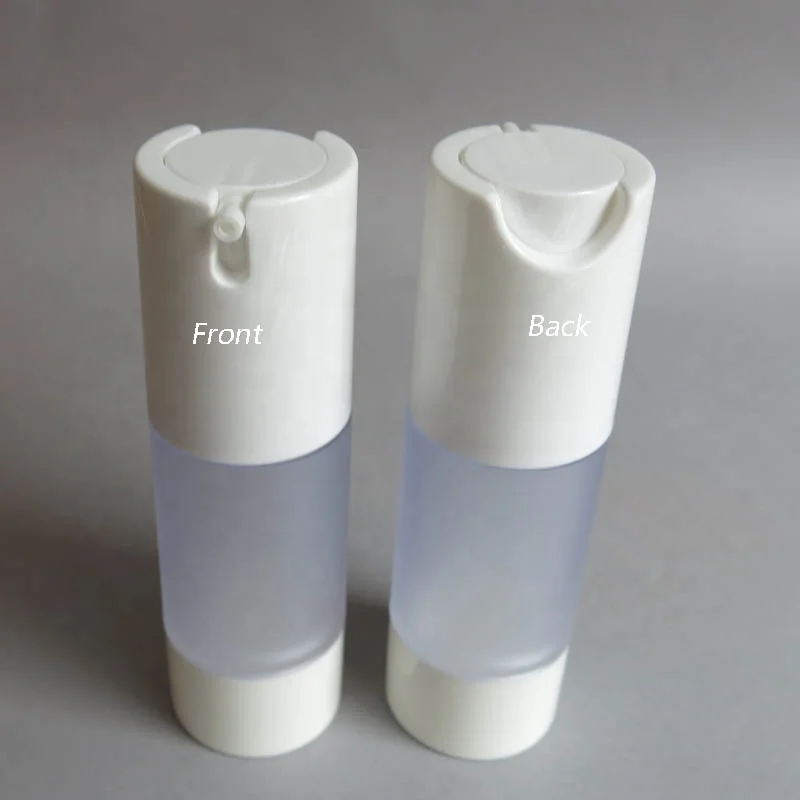 Wholesale 15ml 30ml 50ml empty travel mini vacuum clear frost round airless lotion cream plastic bottle for skin care