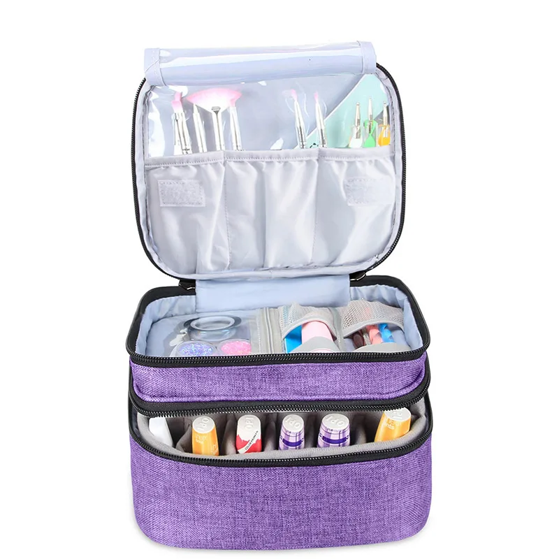 Multi-layer Nail Polish Essential Oil Bag Makeup Storage Organizer Women Cosmetic Toiletry Container Box Female Travel Outdoor