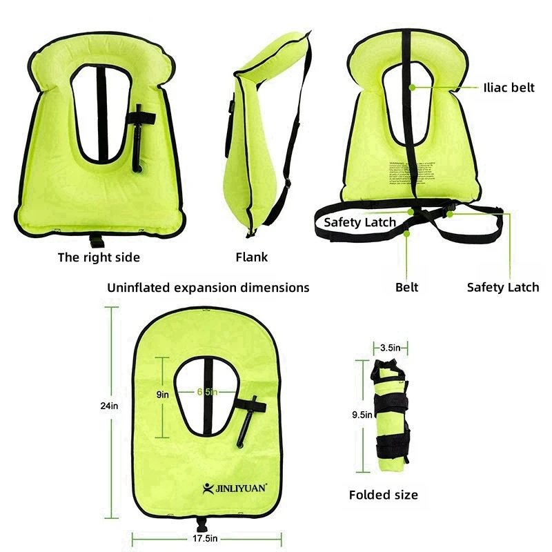 Yoris Swimming Life Vest Waterproof Portable Inflatable Kids Life Jacket For Water Sport