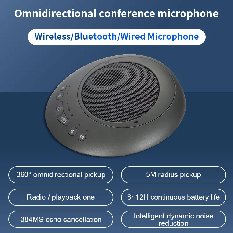 2021 Hanlinhui Portable Echo Reduction USB 2.4G Wireless Desktop Omni-directional Communication Conference Microphone Speaker